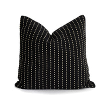 Load image into Gallery viewer, Black Cotton Running Stitch Cushion Cover