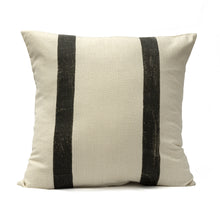 Load image into Gallery viewer, Charcoal double sided striped block print design on an ivory cotton base fabric