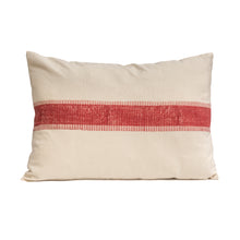 Load image into Gallery viewer, Hand block printed red striped cotton lumbar cushion cover