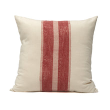 Load image into Gallery viewer, Hand block printed red coloured cotton cushion cover printed on an ivory base fabric