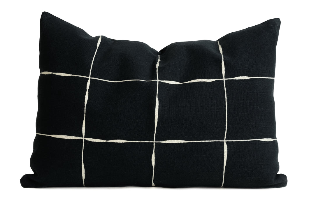 Charcoal Grid Lumbar Cushion