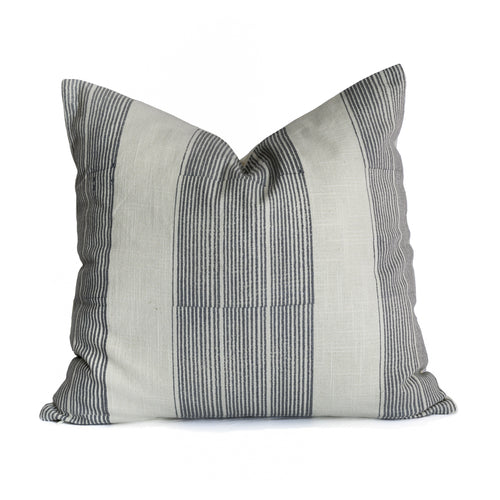 Hand block printed charcoal cotton cushion cover.