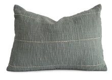 Load image into Gallery viewer, Hand woven feather blue colour lumbar cotton cushion cover
