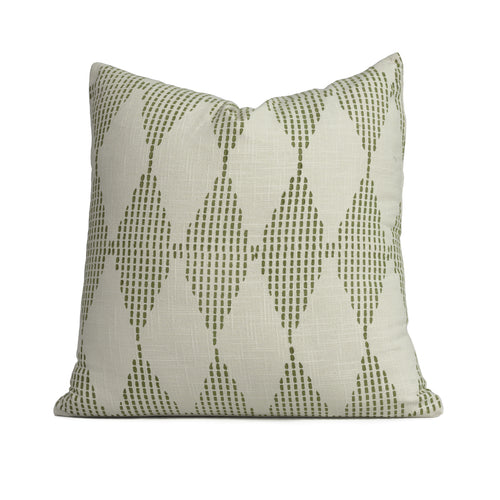 Olive hand block printed  cotton cushion cover