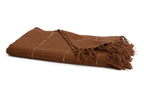 Hand woven Terracotta cotton throw blanket