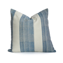 Load image into Gallery viewer, Hand blocked blue striped cotton cushion cover
