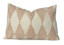 Load image into Gallery viewer, Terracotta block printed cotton cushion cover on an ivory cotton fabric
