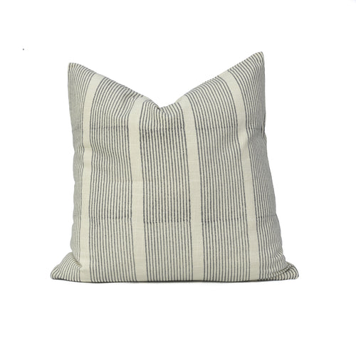 Hand block printed Grey striped cotton cushion cover