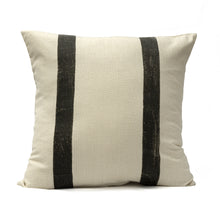 Load image into Gallery viewer, Charcoal double sided striped block print design on an ivory cotton base fabric
