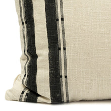 Load image into Gallery viewer, Close up of a Hand block printed and embroidered cotton cushion cover
