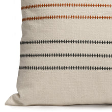 Load image into Gallery viewer, Close up of an Embroidered Terracotta and Charcoal cotton cushion cover
