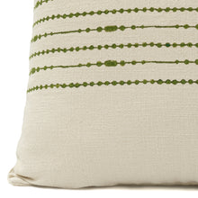 Load image into Gallery viewer, Close up of Hand block printed green cotton cushion cover
