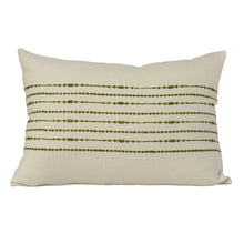Load image into Gallery viewer, Hand block printed green cotton cushion cover printed on an ivory base fabric
