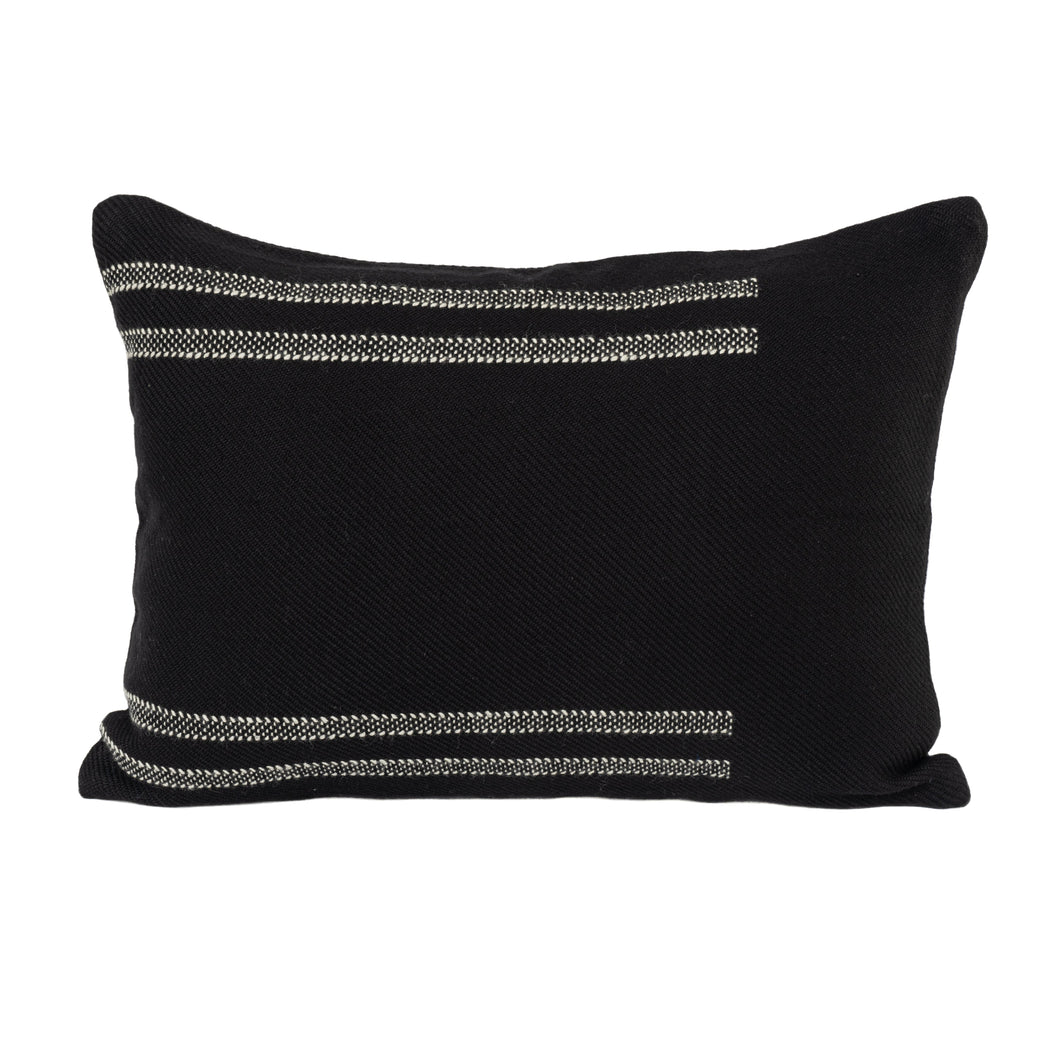 Hand woven woollen cushion cover in black
