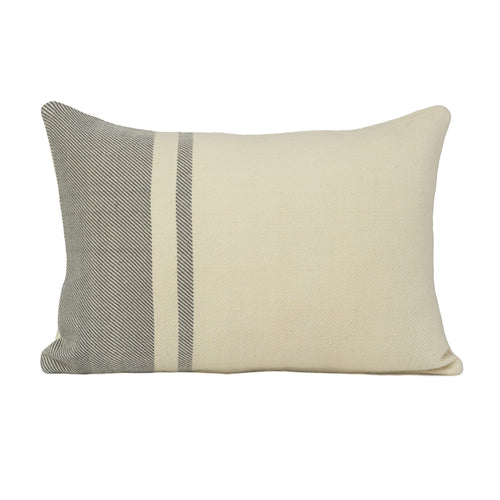Hand woven woollen cushion cover in grey and beige