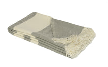Load image into Gallery viewer, Hand woven woollen grey and ivory throw blanket
