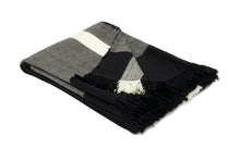 Load image into Gallery viewer, Hand woven woollen throw blanket in a black and ivory colour
