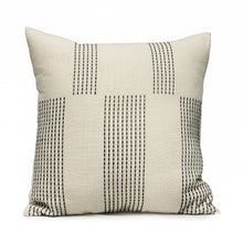 Load image into Gallery viewer, Charcoal embroidered cotton cushion cover on an ivory base fabric
