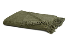 Load image into Gallery viewer, Hand woven Olive Green cotton throw blanket
