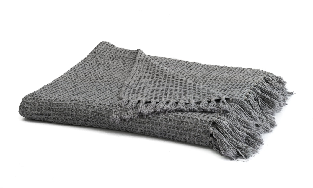 Hand woven Grey cotton throw blanket