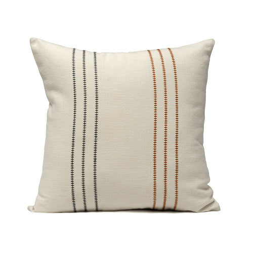 Embroidered Terracotta and Charcoal cotton cushion cover
