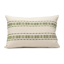 Load image into Gallery viewer, Green embroidered cotton lumbar cushion cover

