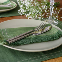 Load image into Gallery viewer, OlIVE GREEN FRINGED DINNER NAPKINS
