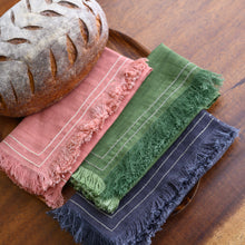Load image into Gallery viewer, OlIVE GREEN FRINGED DINNER NAPKINS
