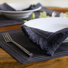Load image into Gallery viewer, CHARCOAL FRINGED DINNER NAPKINS
