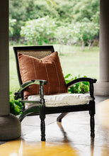 Load image into Gallery viewer, Hand woven Terracotta Sham cotton cushion cover on an arm chair
